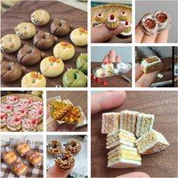 Kitchen Scene Mini Food Set - BloomBites Realistic Bagel Wreath, Raspberry Cake, Crispy Fried Chicken BJD Decor for Dollhouse