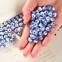 30pcs/lot Multi-size Ceramic Beads Flower Loose Beads Chinese Style Spacer Beads For Jewelry Making DIY Crafts Bracelet