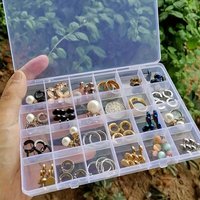 24 Grids Clear Plastic Storage Box Organizer with Dividers,Jewelry Beads,Earring Small Parts,Screws Hardware and Office Supplies