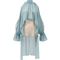 Women's 2026 Spring New Sweet Fresh Japanese & Korean Casual Irregular Stand Collar Loose Solid Color Halter Shirt