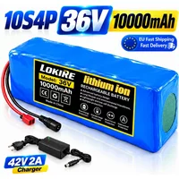 36V 10000mAh 10S4P Akku mit 18650-Zellen, XT60, BMS und 42V 2A Ladegerät, Li-Ion-Paket für E-Bike 500W 1000W, hohe Reichweite und schneller Versand aus EU-Lager in Polen