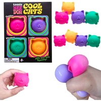 Needoh 4 Pack Teenie Cool Cats Squishies Reliever Soft Squeeze Toys Anxiety Non-toxic TPR Fidget Toys for ADHD and Autism Gift