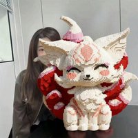 New 3D Nine tailed Fox Cartoon Character Small Particle Construction Model Building Blocks Toys for Children's Puzzle Gifts