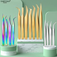 Pincettes à cils en acier inoxydable, pour Extension de cils, outils de maquillage, accessoires de Nail Art, outils de cueilleur de strass