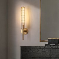 Modern Clear Glass Wall Light Gold Brass Indoor Foyer Bedroom Lamp E14 Bulb Aisle Bedroom Sconce
