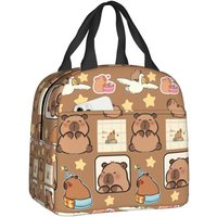 Custom Capybara Thermal Insulated Lunch Bags Women Portable Lunch Container for Outdoor Camping Travel Storage Food Box