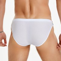 SEOBEAN Men's Briefs, Comfortable Nylon Mesh, Low-Rise Sexy Rainbow Waistband