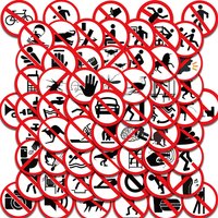 62PCS Funny Prohibition Sign Sticker Nostalgia Vintage Laptop Luggage Skateboard Art Picture Aesthetic Decoration Stickers