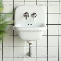 Imitacja żeliwnego ceramicznego umywalki wiszącej, do mycia naczyń, rąk i twarzy, retro umywalka wisząca na ścianie, podwójnego zastosowania.
