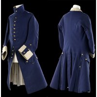 Adult Men 1775-1780 Naval officer Frock Coat Victorian Rococo Blue navy Jacket regency jacket Medieval Vintage Jacket