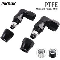 PIKBUK PTFE Oil Fuel Line Swivel Fitting 90 Degree Hose End Adaptor Assembly Kit AN4 6 8 10 Black