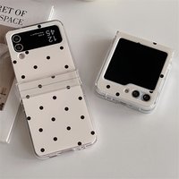 Black polka dot transparent foldable phone case suitable for Samsung Galaxy Z Flip7 6 5 4 3 shock-absorbing TPU back cover