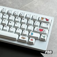 FBB Keycaps Doodle White Black MX Switches For Mechanical Keyboard Keycap Cherry Profile DIY Kit 60% 75% 85% 96% 100%