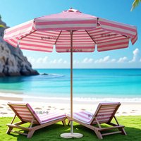 Outdoor Striped Central Pillar Umbrella Villa Courtyard Garden Swimming Pool Parasol Seaside Beach Umbrella Colored Outdoor