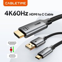 CABLETIME HDMI to USB C Cable 4K60Hz Stable Signal for Nintendo Switch PS3/4/5 Game Console with USB Power Delivery