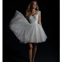 Mini Wedding Dresses For Women Sparkling Tulle A-line Vestidos De Novia Princesa Sweetheart Off Shoulder Bride Party