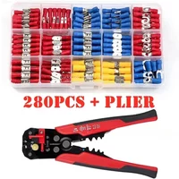 280PCS Assorted Spade Terminals Insulated Cable Connector Electrical Wire Assorted Crimp Butt Ring Fork Set Ring Lugs + Plier