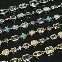 ESKEEM Geometric Gemstone Motif Iced Out Bracelet Chain Multicolor CZ Stones Diamond Bracelet for Men Women Hip Hop Jewelry
