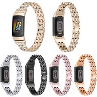 Bling Strap for Fitbit Charge 5 6 Women Metal Band Wrist Replacement Diamond Metal Watch Strap for Charge 3 4 Wristband Bracelet
