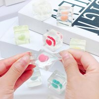 Kawaii Clear Ice Cube Shaped Squishy Toy Love Heart Stress Relief Toys Romantic Valentine Day Gift Squeeze Venting Toys for Kids