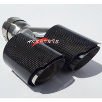 Universal Y-Type Double Black Car Muffler Tips Glossy Fiber Carbon Silver Tail Pipe Modification Accessory