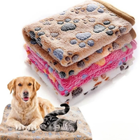 Soft Flannel Pet Blanket Paw Print Warm Dog Cat Bed Mat Cozy Plush Throw Blanket for Small Medium Dogs Cats