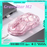 GravaStar M2 Gaming Mouse Classic Version Jelly Pink Mice Wireless Bluetooth Tri Mode Lightweight Hollowed Out E-sport Mouse