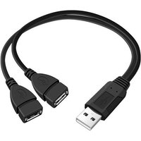 NNBILI USB 2.0 Splitter Y Cable 1 Male to 2 Female Extension Cord Power Adapter Converter for PC Car Data Transmission Charging