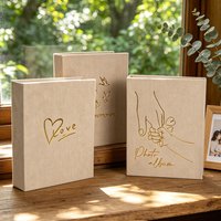 Velvet Cover Photo Album with Holding Hands Heart & Flying Birds Pattern, 200 Pockets for 6-inch Photos, Perfect for Travel