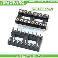10pcs DIP-16 Round Hole 16 Pins 2.54MM DIP DIP16 IC Sockets Adaptor Solder Type 16PIN IC Connector IGMOPNRQ