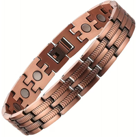 Men Pure Copper Bracelet Health Energy Germanium Magnetic Bracelet Vintage Hologram Chain Link Bracelets for Women Arthritis