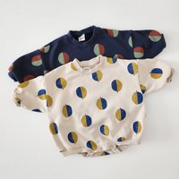 Enfant en bas âge ballon imprimé sweat barboteuse Beige INS corée nouveau-né bébé filles garçons ample à manches longues barboteuse combinaisons tenue barboteuse