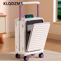 KLQDZMS 20 Inch Suitcase on Wheels Front Opening Boarding Case Charging Multifunctional Trolley Case 24 Inch Laptop Luggage