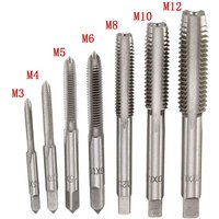 7 in 1 Tap M3-M12 Bearing Steel Taper Hand Spiral Point Straight Fluted Screw Thread Hand Tool Metric Plug Taping Drill