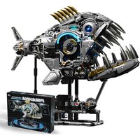 Mechanische Piranha-Bausteine (mit Licht), realistische Details mit beweglichen Gelenken, Sammlermodell für Erwachsene (1085 Teile)
