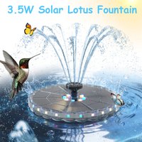 3.5W Solar Fountain 1800mAh Battery Solar Water Pump with Colorful LED Lights&8 Nozzles Suitable for Bird Bath Garden Pond