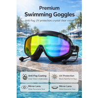 JSJM New Professional Adult Swimming Goggles Big Frame HD Wide View Anti-Fog UV Protection Leakproof Swim Glasses For Men Women
