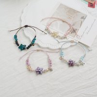 New Arrival Fashion Cute Ocean Starfish Star Bell Ceramic Woven Bracelet for Women Friends Summer Charm Jewelry Accessory Gifts