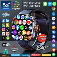 5G/4G Full Network Smart Watch 720*720 AMOLED HD Screen 8GB+128GB RAM Video Call 900W Camera GPS WIFI Google 2100 mAh Smartwatch