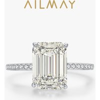 Ailmay 100% 925 Sterling Silver Luxury Pagoda Cutting Rectangle 5A Zirconia Finger Ring For Women Wedding Banquet Jewelry Gift