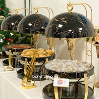 Hotel Wedding Black Golden Food Warmer Cheffing Dishes Chafer Metal Fancy Restaurant Party Chafing Dish Buffet Set for Catering