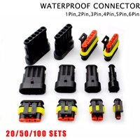 20/50/100Sets AMP Waterproof Connector 1/2/3/4/5/6 Pin 12A IP68 Electrical Automotive Wire Connector Plug Terminals Truck Car