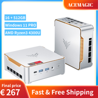 ACEMAGIC MINI PC AMD Ryzen 4300U 16GB RAM 512GB SSD Windows 11 Pro Low Power Consumption 4K Triple Display WiFi 5 MINI PC