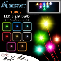 10pcs 5.91in LED Lights Multi-Color Light Up Accessories with 0.98in Black Cables & 3.5mm Power Adapter for Toy Building Blocks