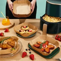 Air Fryer Paper Liners Disposable Oil-Proof Waterproof Baking Paper Round Square And Rectangle Parchment Kitchen Party Supplies