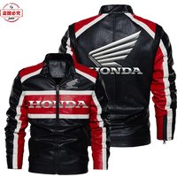 AliExpress Honda Motorcycle Wings LOGO Cycling Suit Washed Pu Leather Jacket Spring and Autumn Men's Honda Contrasting Leather Jacket