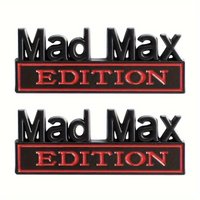 2PCS Mad Max Edition Emblem Sticker Badge Fender Funny Decals Car Truck Replacement Door for Universal Vehicle SUV Motorcycle