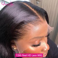 Queenlike 26 Inch 13x6 HD Lace Frontal Human Hair Wigs Straight Remy Hair Frontal Wigs Human Hair Natural Black For Women image 4