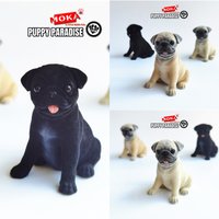 High Quality JXK2035 1/6 Flocked Pug Three Styles Simulation Cute Pet Dog Small Puppy Figurines Ornaments Gifts Animal Model