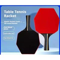 Hexagon Ebony Table Tennis Blade 7 Layers Pure Wood Loop Fast Break Comfortable Ping Pong Racket with Rubber for Player Train